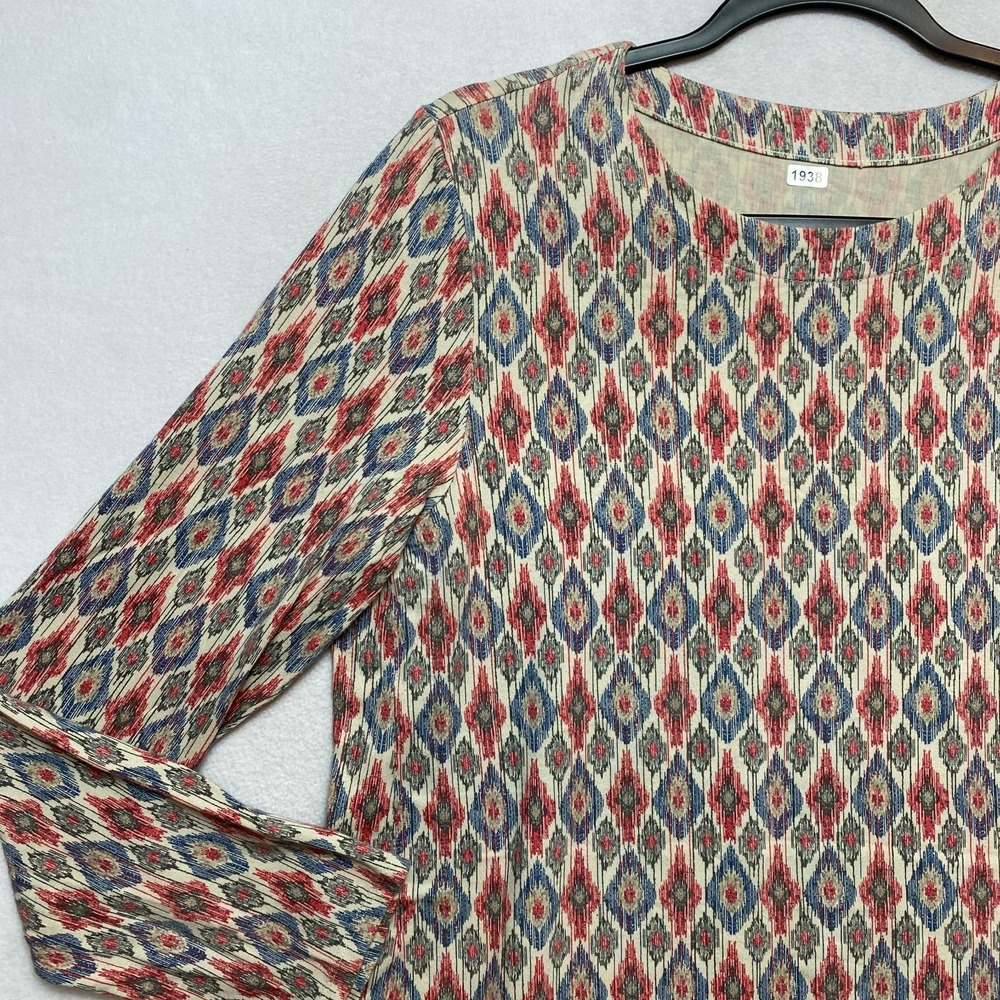 J. Jill Top Womens Medium Multicolor Long Sleeve Supima Tunic Geometric - Picture 6 of 10